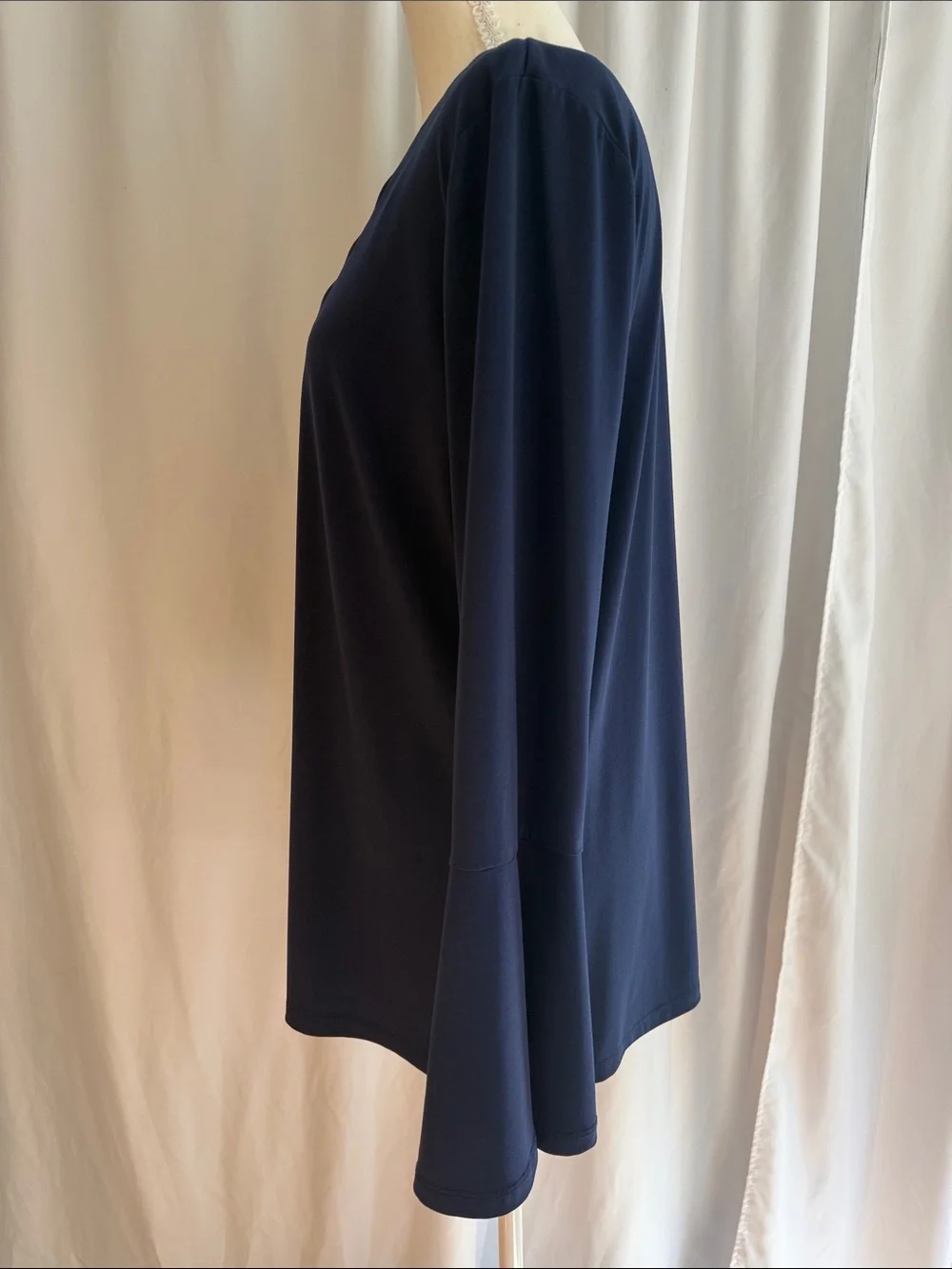 Michael Kors Navy Long-Sleeve Top with Gold Eyelet Detail